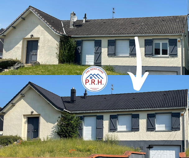 Toiture en ardoise avant et après nettoyage